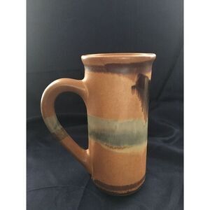 Hand Turned‎ Colorful Stoneware Tall Mug by Artist Potter Named Glass 7"